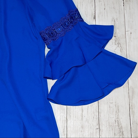 Cato Cobalt Blue XL bell sleeve ruffle top - Picture 2 of 3